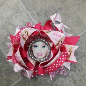 Girls Pink Disney Inspired Handmade Princess Boutique 4.5" Bottle Cap Hair Bow